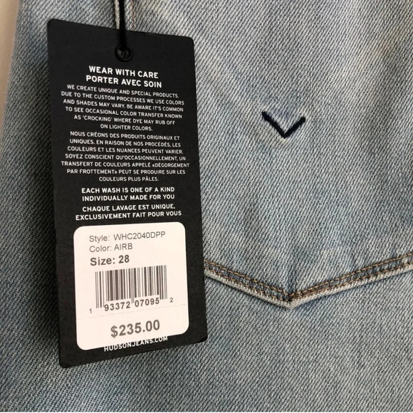 New Hudson Bettie High Rise Taper Jean light Indigo airborne size 28 denim - Picture 5 of 11